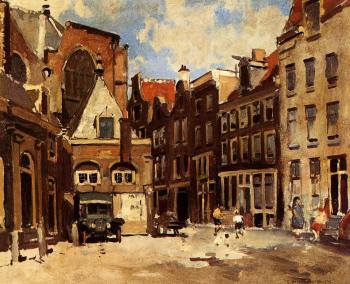 A Townscene With Children At Play Haarlem